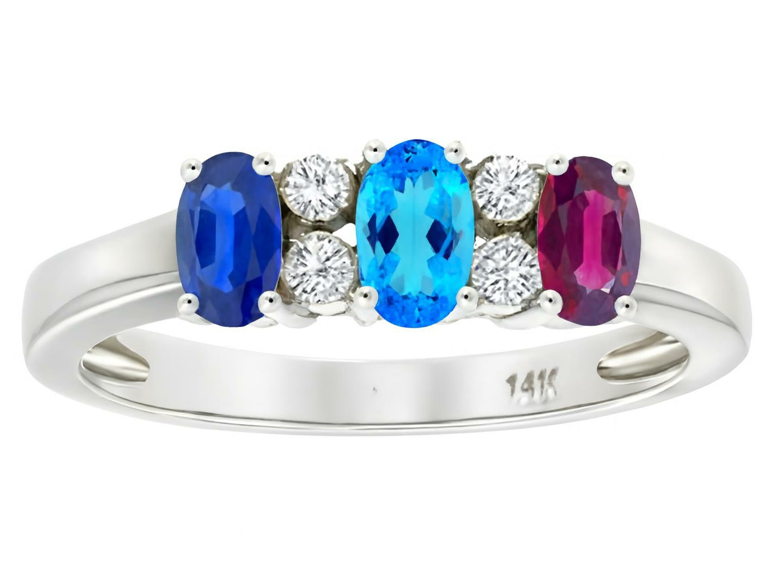 Star K 14kt Gold Oval 3 Birthstones 5x3mm Mothers Ring