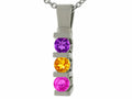 Star K 14kt Gold Round 3 Stone Mothers Dangling Pendant Necklace