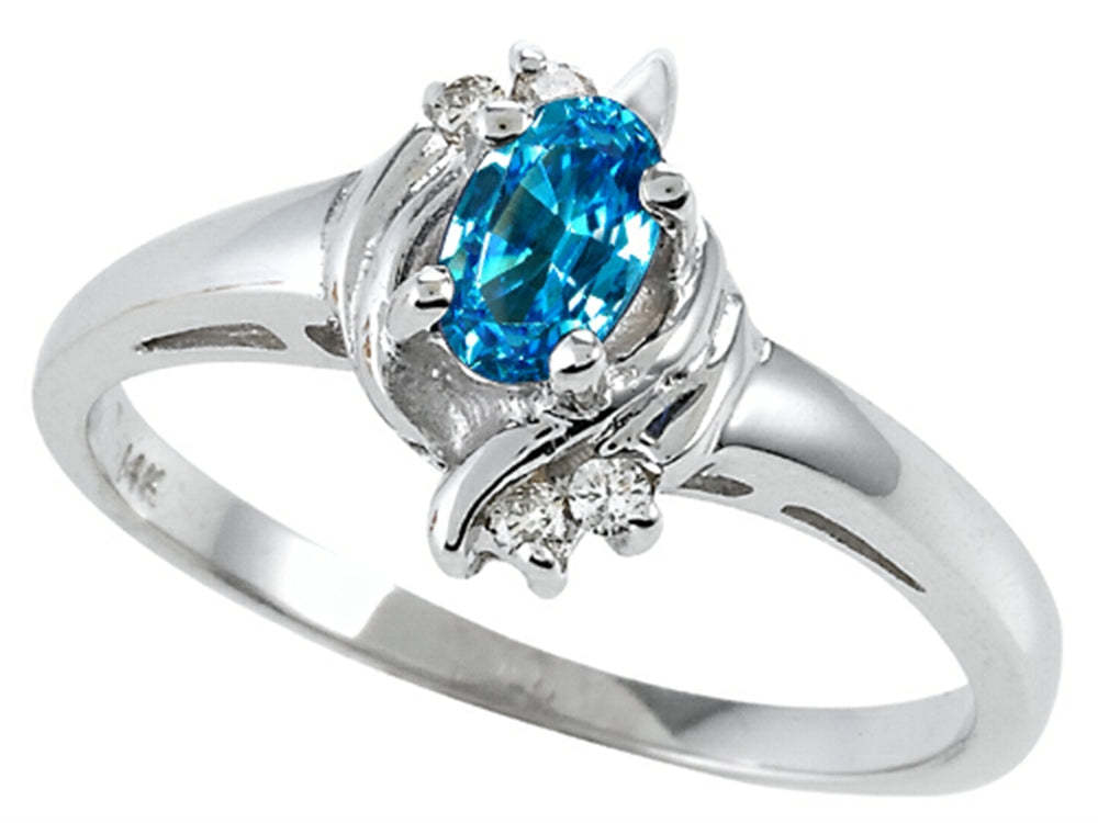 Tommaso Design Oval 5x3 mm Genuine Blue Topaz Ring