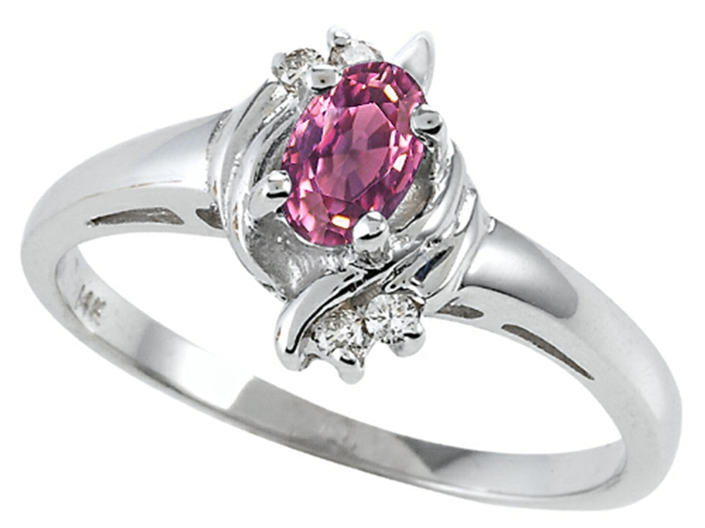 Tommaso Design Oval 5x3 mm Genuine Pink Tourmaline Ring
