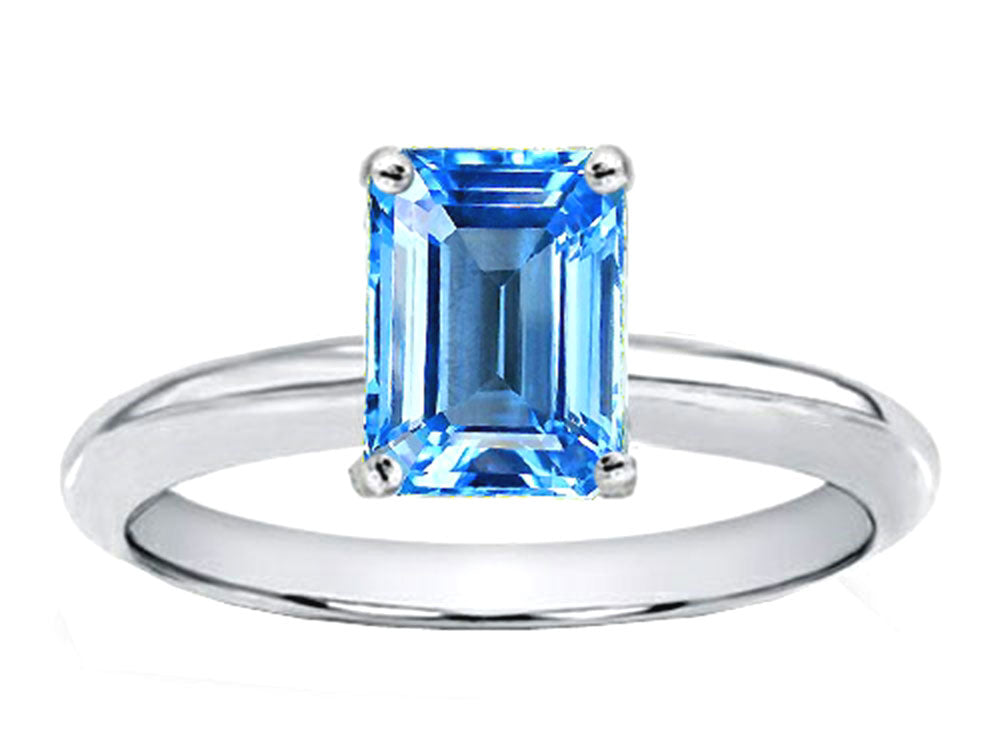 Tommaso Design Octagon Cut 8x6mm Genuine Blue Topaz Ring