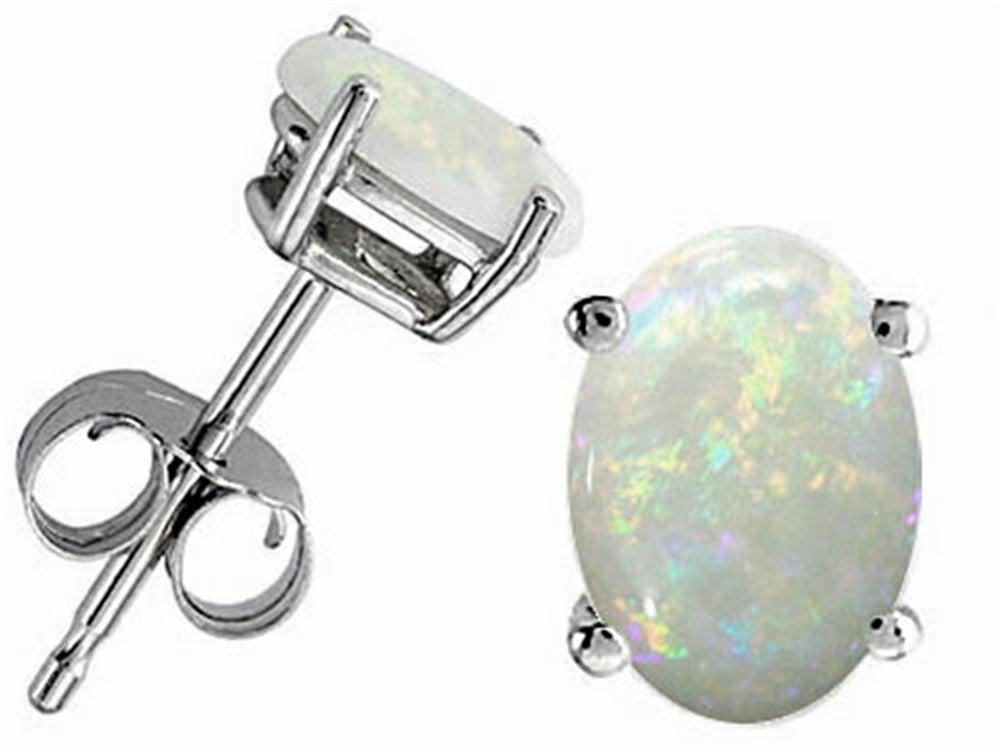 Tommaso Design Oval 7x5mm Genuine Opal Earrings Studs