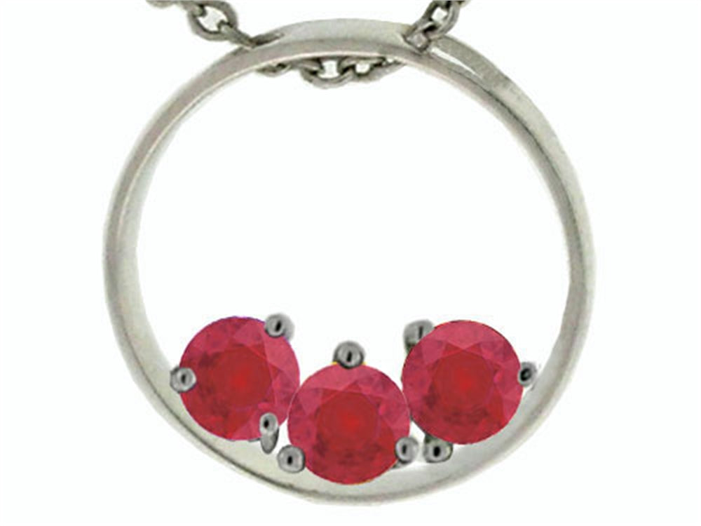 Tommaso Design Circle Of Love Genuine Ruby Pendant Necklace