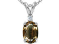 Tommaso Design Oval 7x5 mm Genuine Smoky Quartz Pendant Necklace