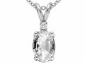 Tommaso Design Oval 7x5 mm Genuine White Topaz Pendant Necklace
