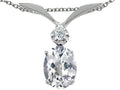 Tommaso Design Oval 7x5 mm Genuine White Topaz Pendant Necklace