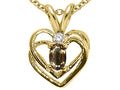 Tommaso Design Oval 5x3 mm Genuine Smoky Quartz Heart Pendant Necklace