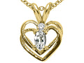 Tommaso Design Oval 5x3 mm Genuine White Topaz Heart Pendant Necklace