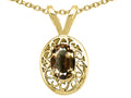 Tommaso Design Oval 6x4mm Genuine Smoky Quartz Pendant Necklace
