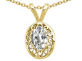 Tommaso Design Oval 6x4mm Genuine White Topaz Pendant Necklace