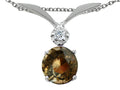 Tommaso Design Round 7mm Genuine Smoky Quartz Pendant Necklace