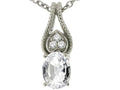 Tommaso Design Oval 7x5mm Genuine White Topaz Pendant Necklace