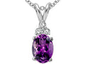 Tommaso Design Oval Genuine Amethyst s Pendant Necklace