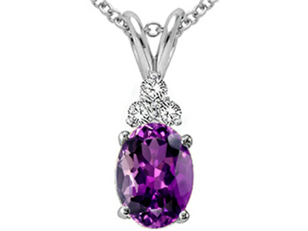 Tommaso Design Oval Genuine Amethyst s Pendant Necklace