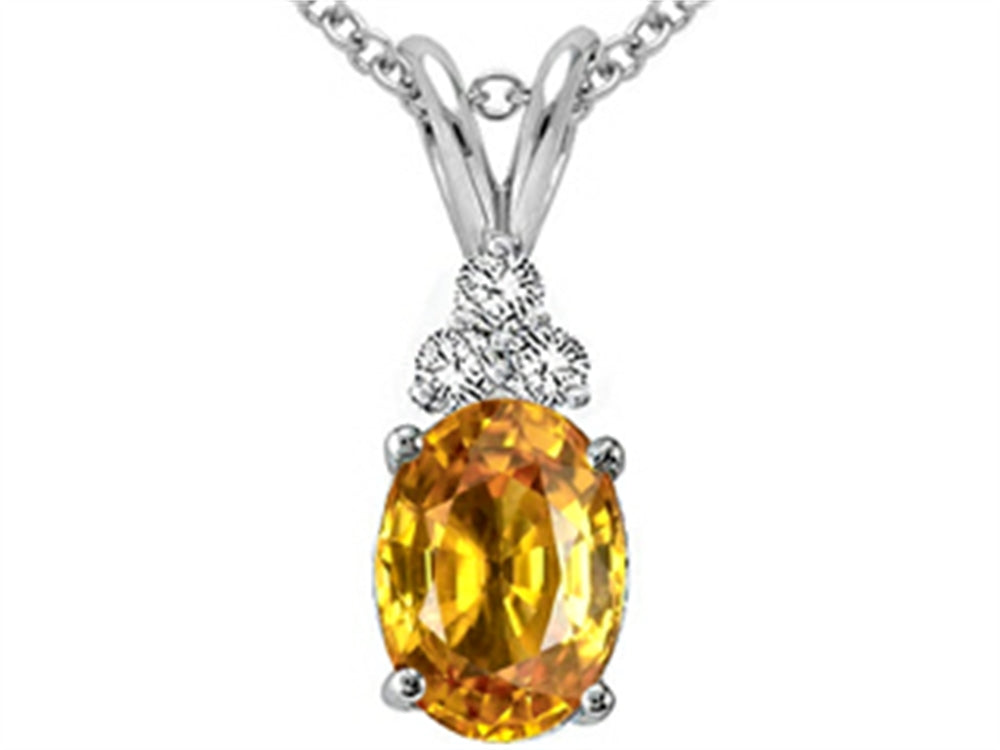 Tommaso Design Oval 8x6mm Genuine Citrine Pendant Necklace