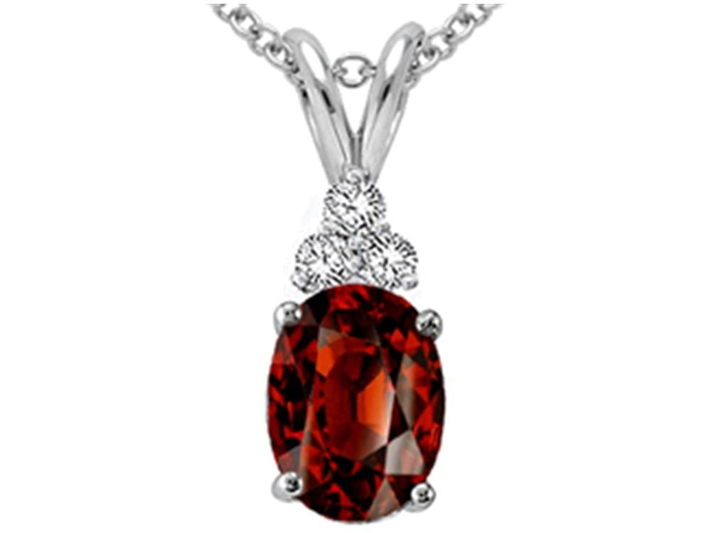 Tommaso Design Genuine Garnet Pendant Necklace