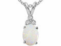 Tommaso Design Oval 8x6mm Genuine Opal Pendant Necklace