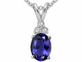 Tommaso Design Oval 8x6mm Genuine Iolite Pendant Necklace
