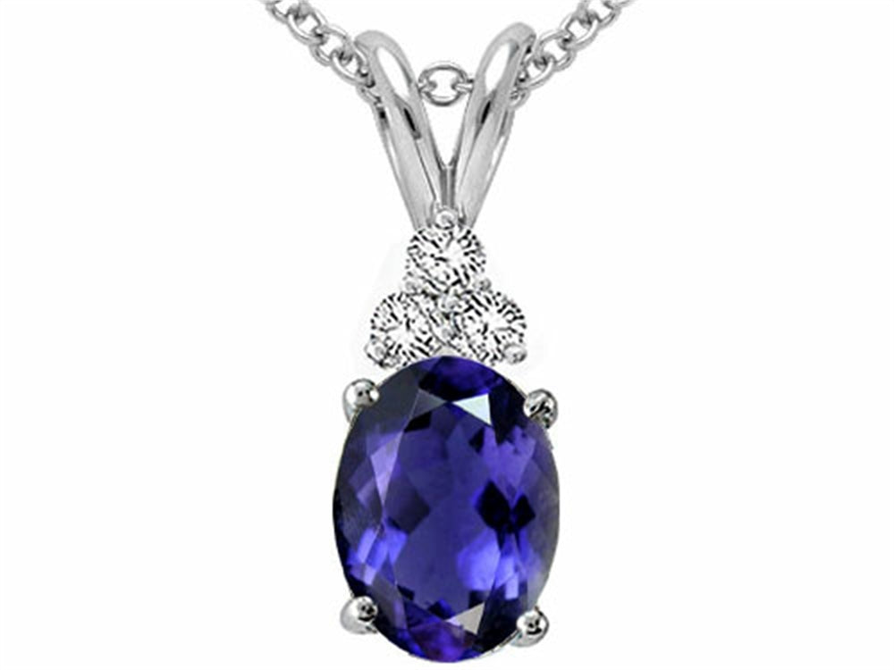 Tommaso Design Oval 8x6mm Genuine Iolite Pendant Necklace
