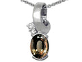 Tommaso Design Oval 8x6 mm Genuine Smoky Quartz Pendant Necklace