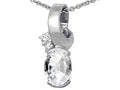 Tommaso Design Oval 8x6 mm Genuine White Topaz Pendant Necklace