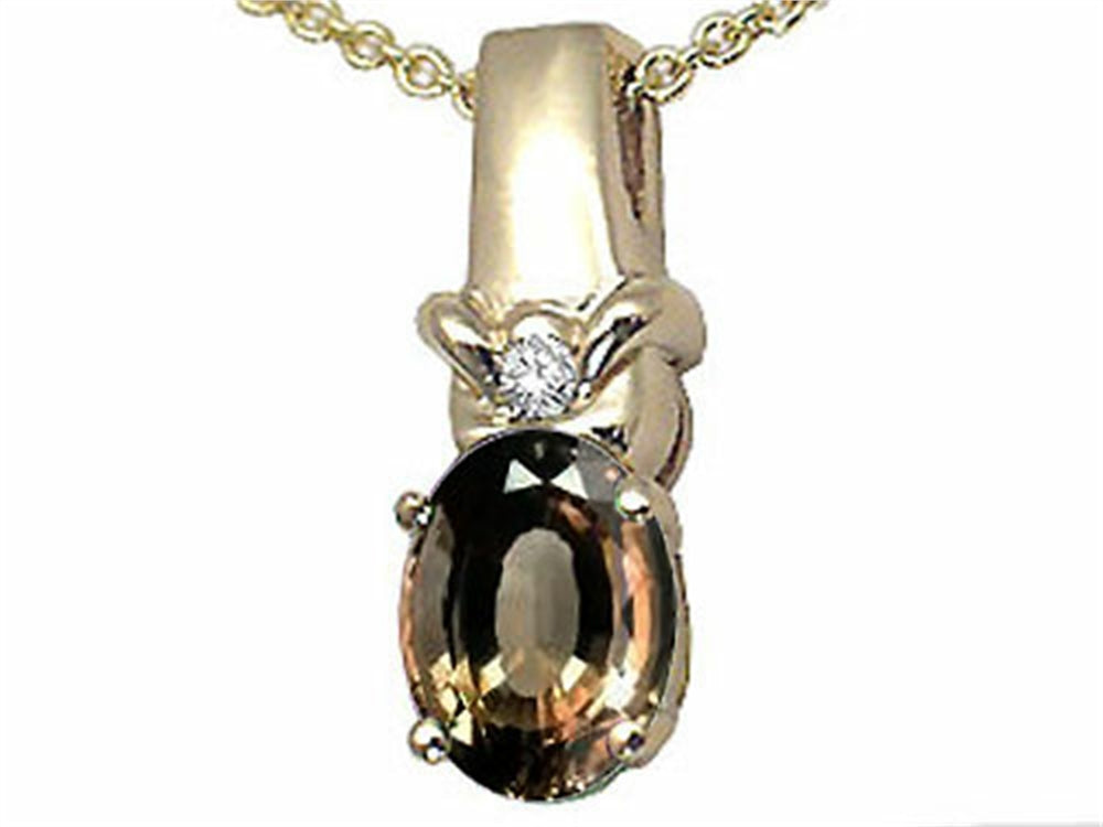 Tommaso Design Oval 8x6 mm Genuine Smoky Quartz Pendant Necklace