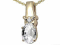 Tommaso Design Oval 8x6 mm Genuine White Topaz Pendant Necklace