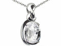Tommaso Design Oval 9x7mm Genuine White Topaz Pendant Necklace