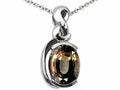 Tommaso Design Oval 9x7mm Genuine Smoky Quartz Pendant Necklace