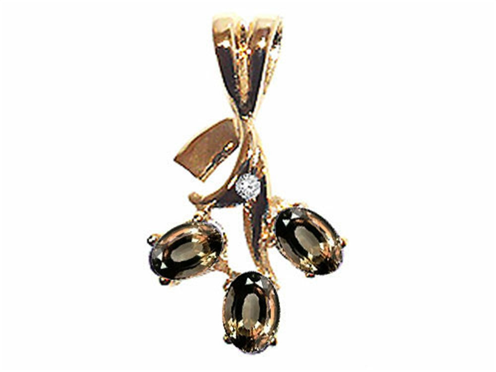 Tommaso Design Oval 5x3mm Genuine Smoky Quartz Pendant Necklace