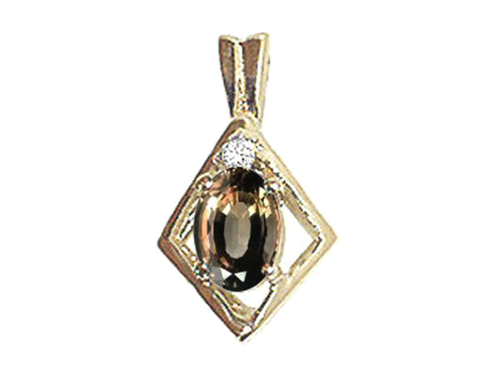 Tommaso Design Oval 7x5mm Genuine Smoky Quartz Pendant Necklace