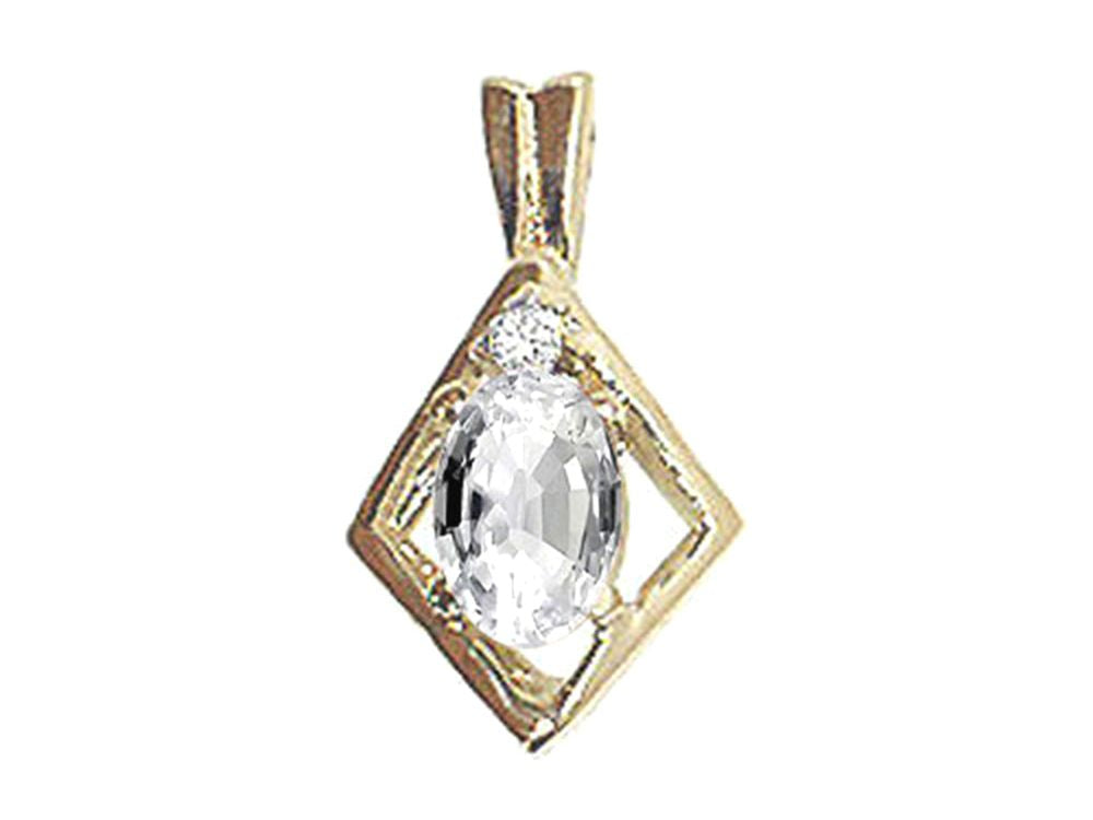 Tommaso Design Oval 7x5mm Genuine White Topaz Pendant Necklace