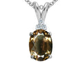 Tommaso Design Oval 10x8mm Genuine Smoky Quartz Pendant Necklace