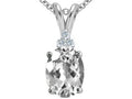 Tommaso Design Oval 10x8mm Genuine White Topaz Pendant Necklace