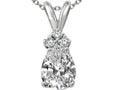 Tommaso Design Pear Shape 8x6mm Genuine White Topaz Pendant Necklace