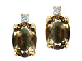 Tommaso Design Oval 7x5mm Genuine Smoky Quartz Earrings