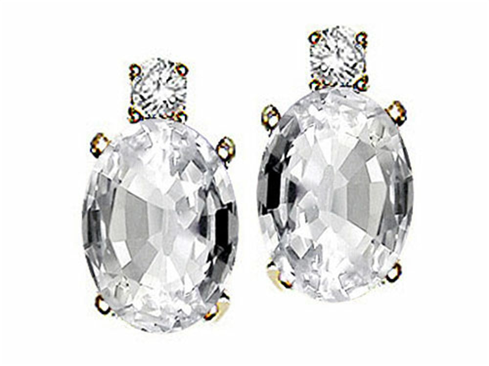 Tommaso Design Oval 7x5mm Genuine White Topaz Earrings