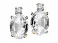 Tommaso Design Oval 7x5mm Genuine White Topaz Earrings