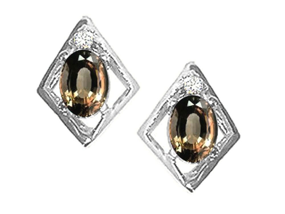 Tommaso Design™ Oval 5x3mm Genuine Smoky Quartz Earrings