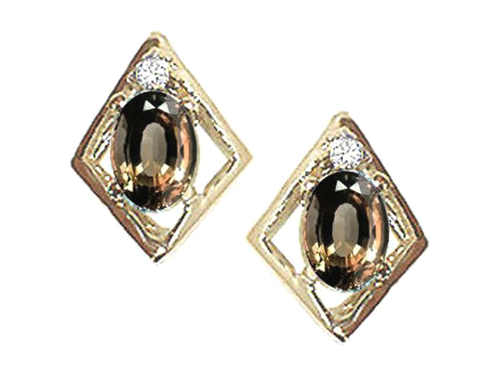 Tommaso Design Oval 5x3mm Genuine Smoky Quartz Earrings