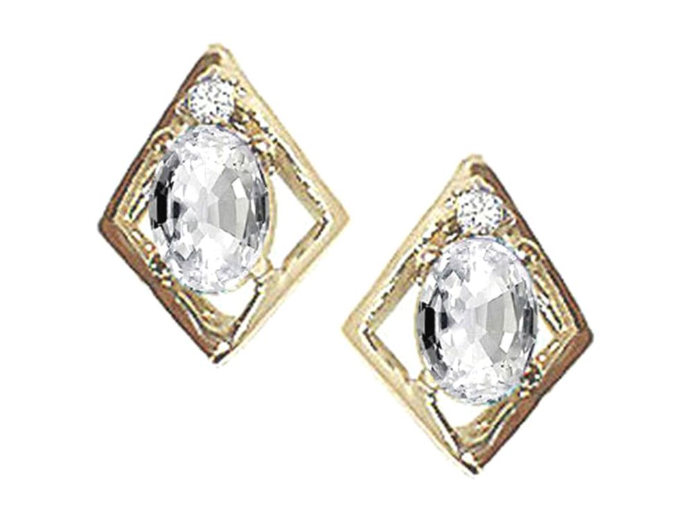 Tommaso Design Oval 5x3mm Genuine White Topaz Earrings