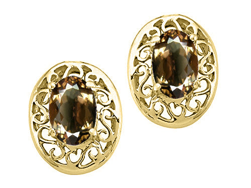 Tommaso Design™ Oval 6x4mm Genuine Smoky Quartz Earrings