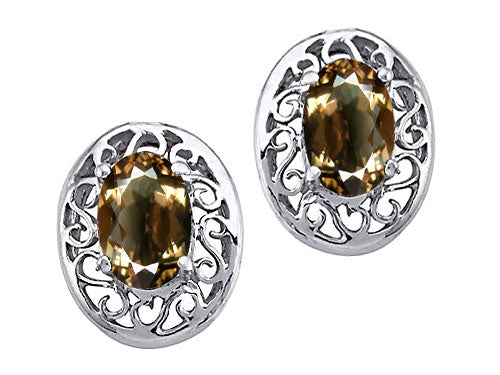 Tommaso Design™ Oval 6x4mm Genuine Smoky Quartz Earrings