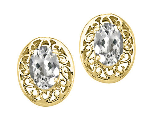 Tommaso Design Oval 6x4mm Genuine White Topaz Earrings