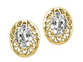 Tommaso Design Oval 6x4mm Genuine White Topaz Earrings