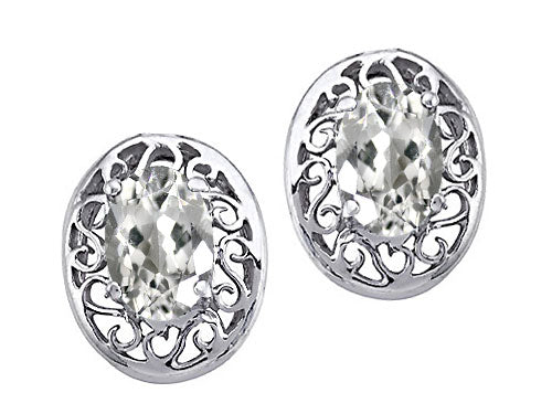 Tommaso Design Oval 6x4mm Genuine White Topaz Earrings
