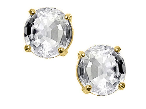 Tommaso Design Round 6 mm Genuine White Topaz Earrings Studs