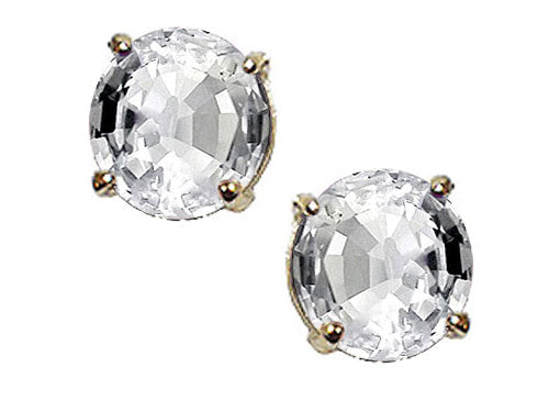 Tommaso Design Round 6 mm Genuine White Topaz Earrings Studs