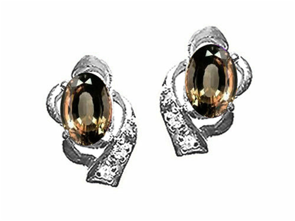 Tommaso Design™ Oval 6x4 mm Genuine Smoky Quartz Earrings