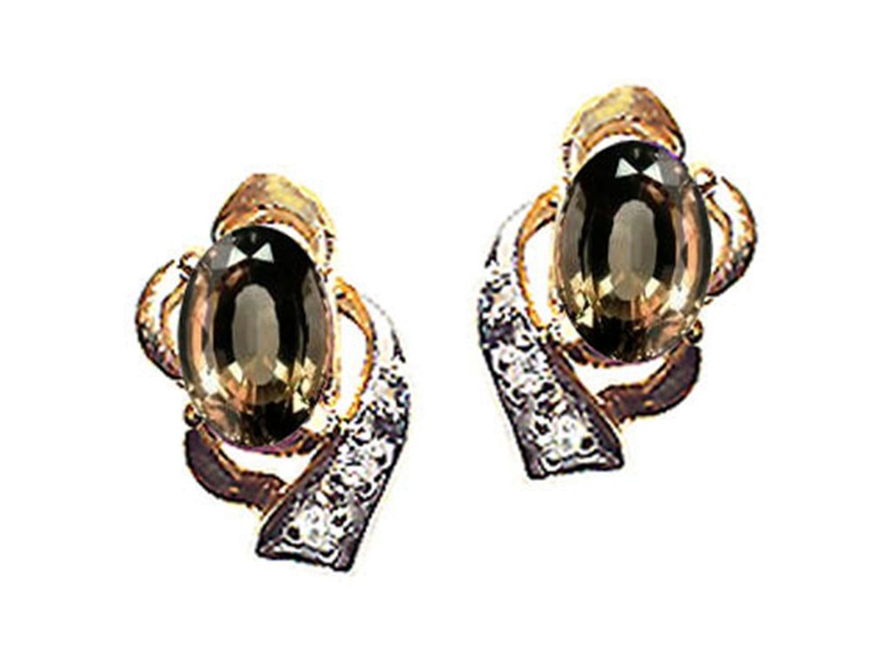 Tommaso Design™ Oval 6x4 mm Genuine Smoky Quartz Earrings